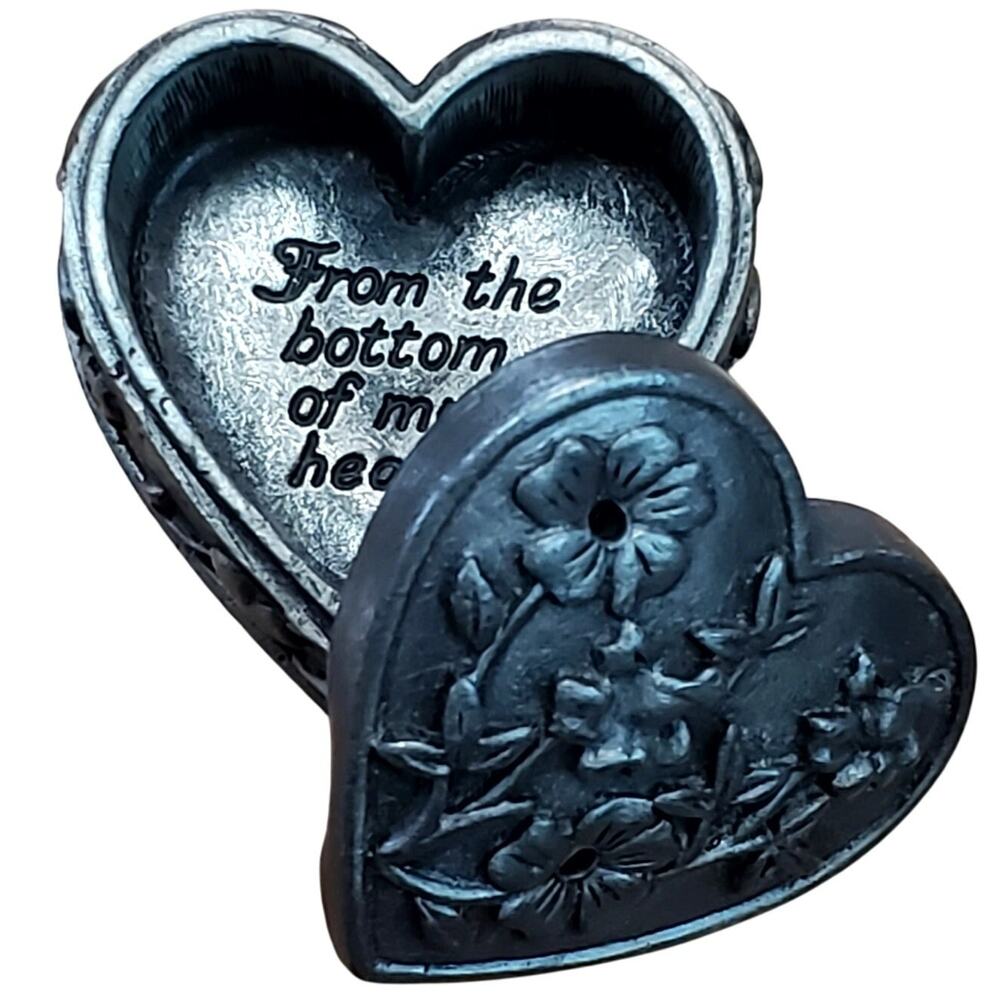 Vtg Torino Floral Pin Brooch Heart Trinket Box 1" Bloomcore